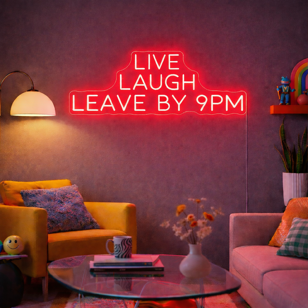 Live Laugh Leave By 9pm Neon LED Individual Sign