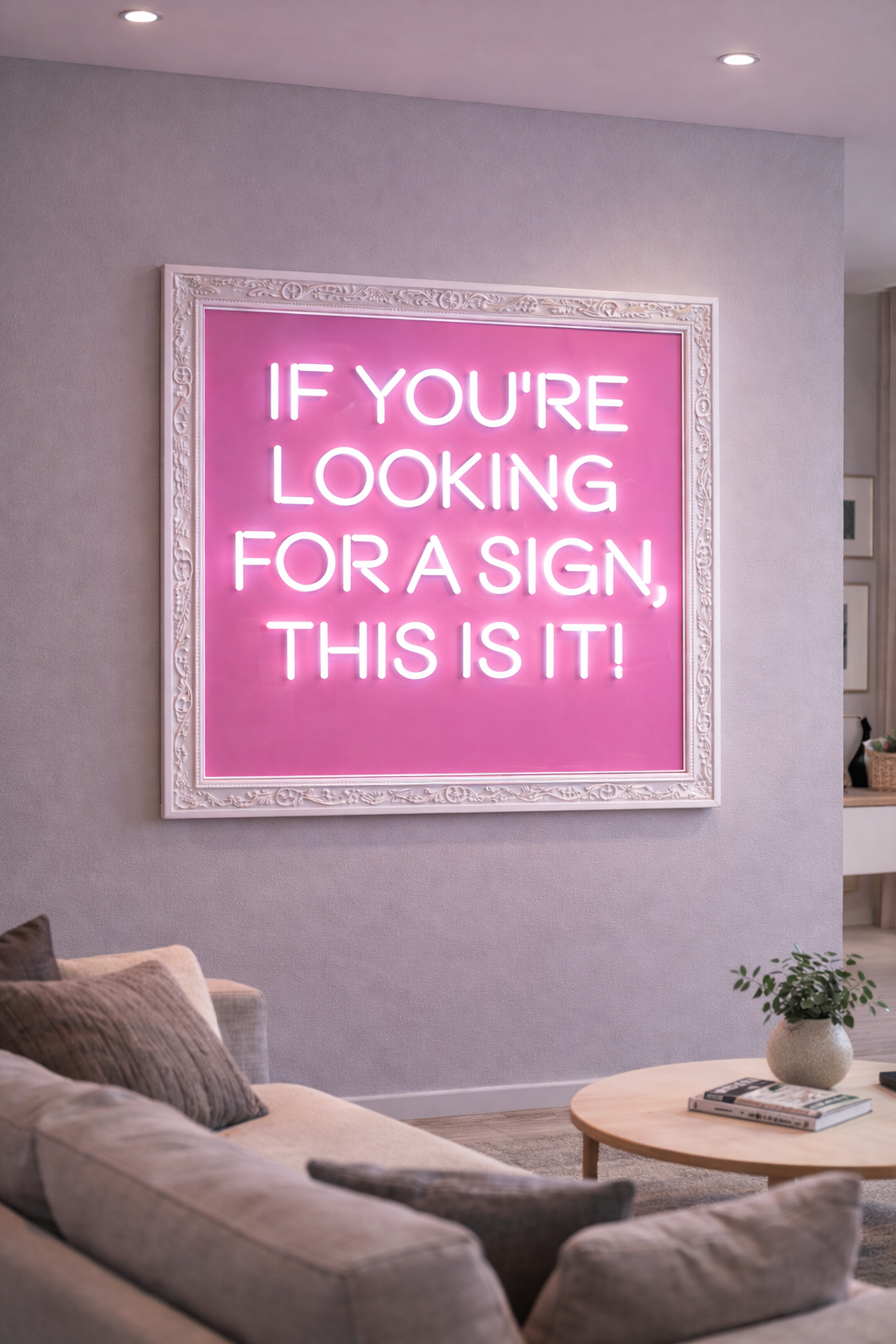 If You're Looking For A Sign, This Is It! LED Neon UV Printed Framed Sign