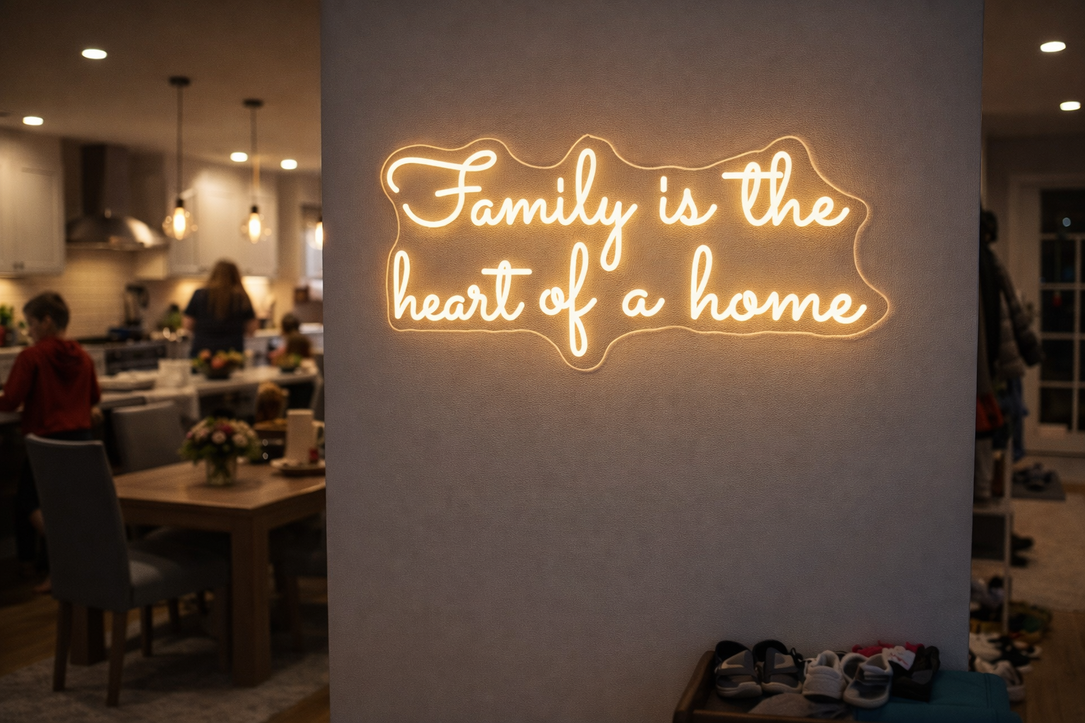 Family Is The Heart Of The Home Neon LED Individual Sign