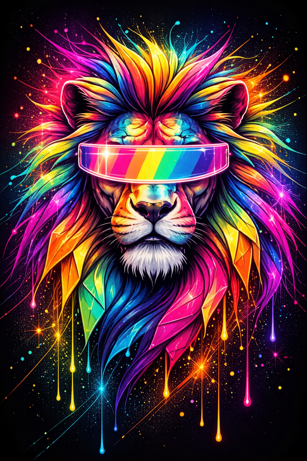 Lion LED Neon UV Printed Framed Sign