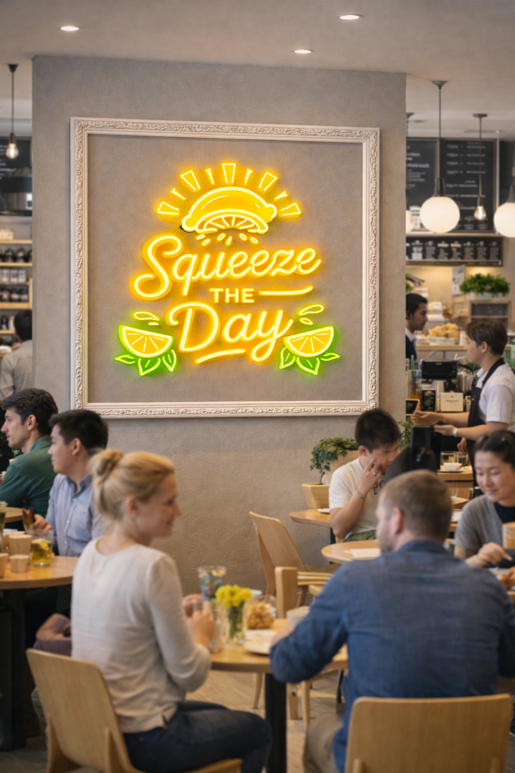 Squeeze The Day LED Neon UV Printed Framed Sign