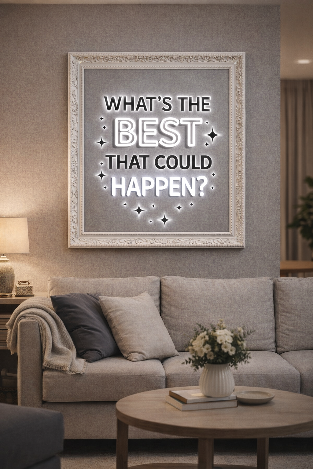 What's The Best That Could Happen LED Neon UV Printed Framed Sign
