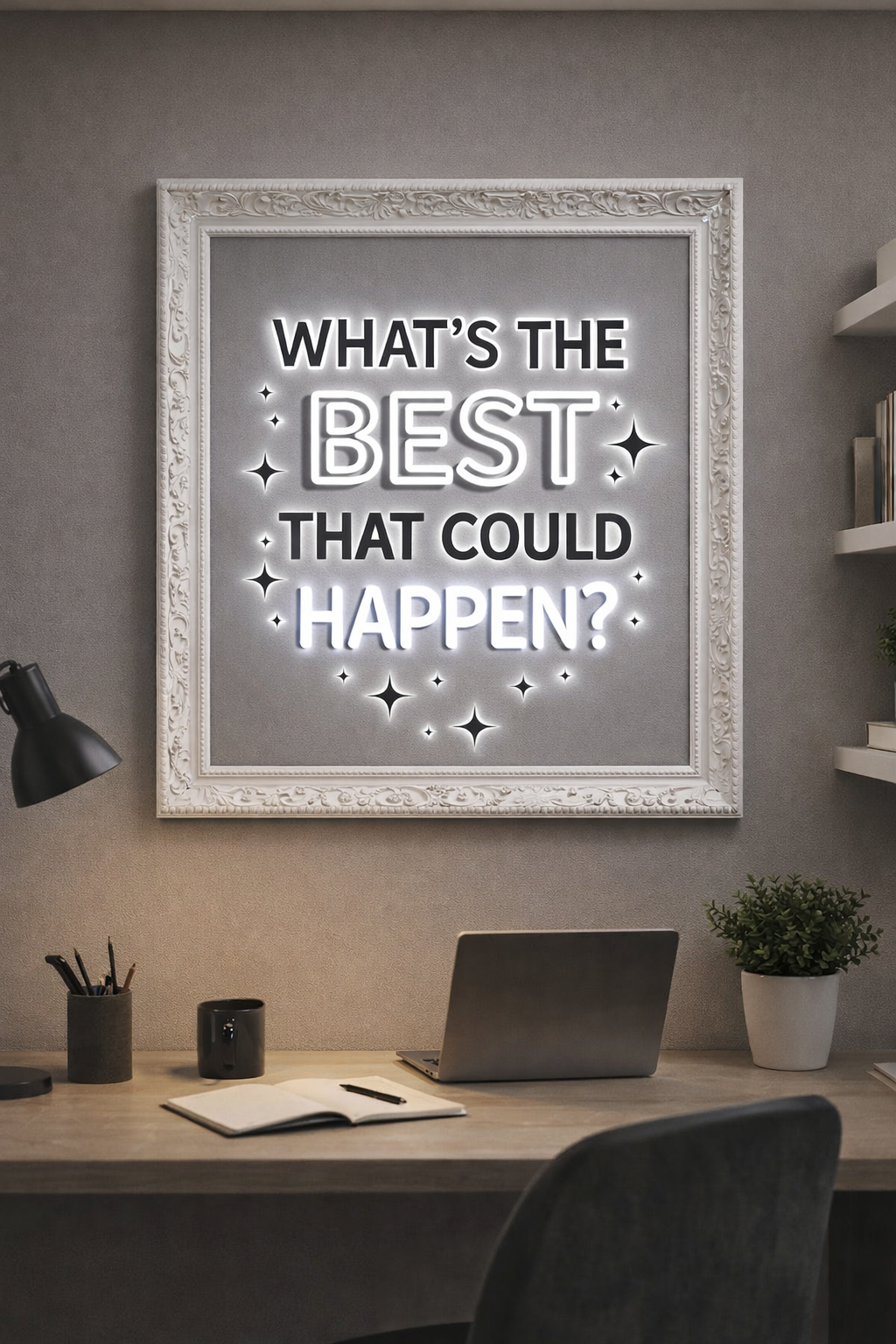 What's The Best That Could Happen LED Neon UV Printed Framed Sign