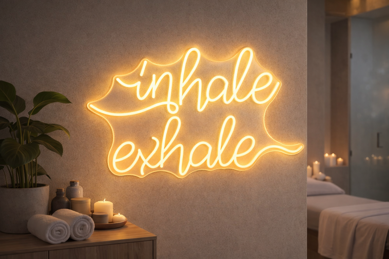 Inhale Exhale Neon LED Individual Sign