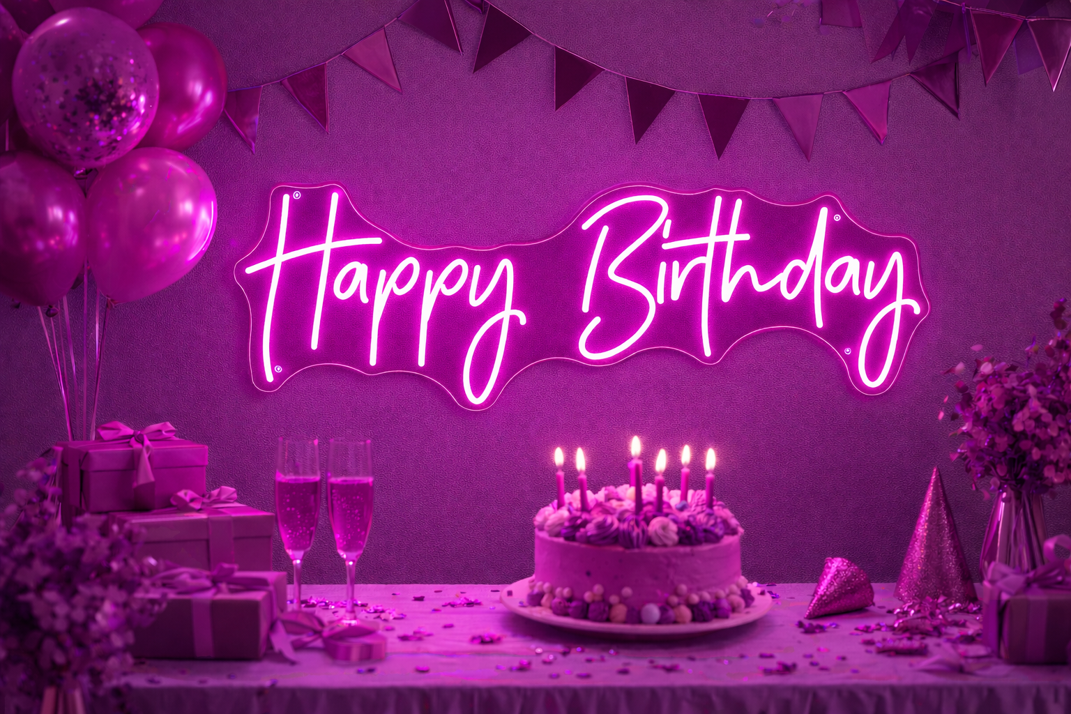 Happy Birthday Neon LED Individual Sign