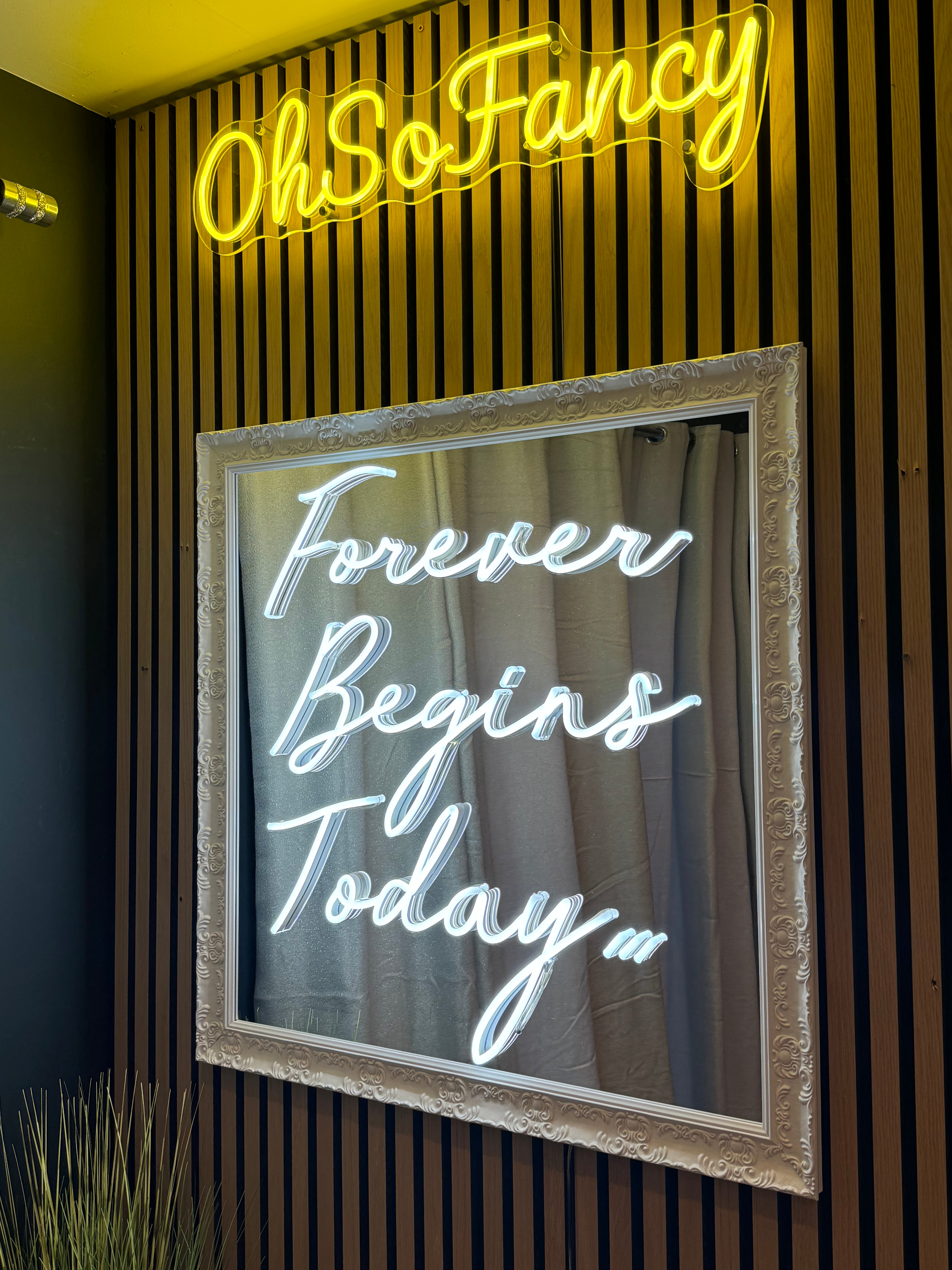 Forever Begins Today Mirror Effect Neon LED Sign White With White Frame