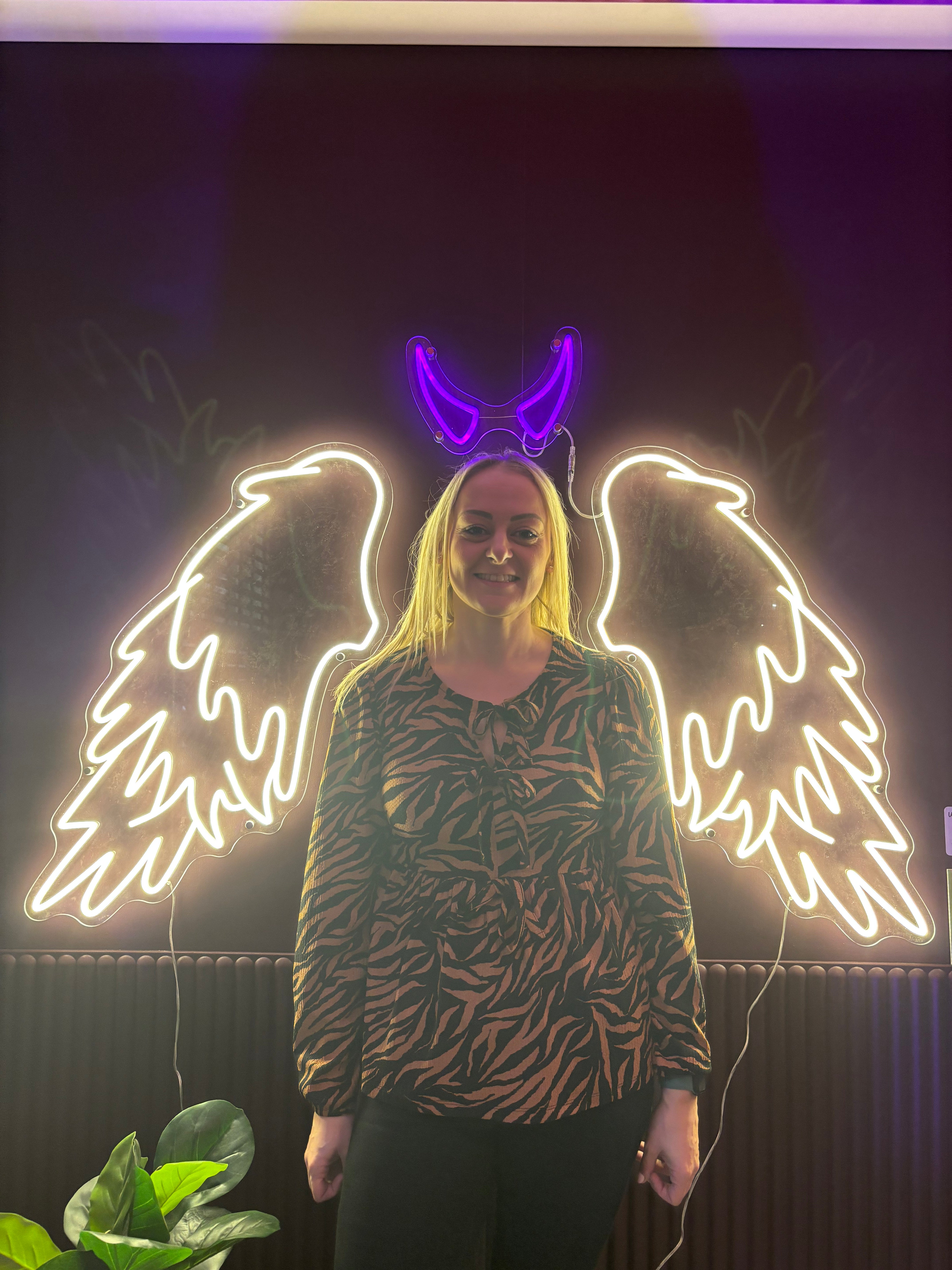 Pair of Angel wings with devil horns Individual Neon LED Sign