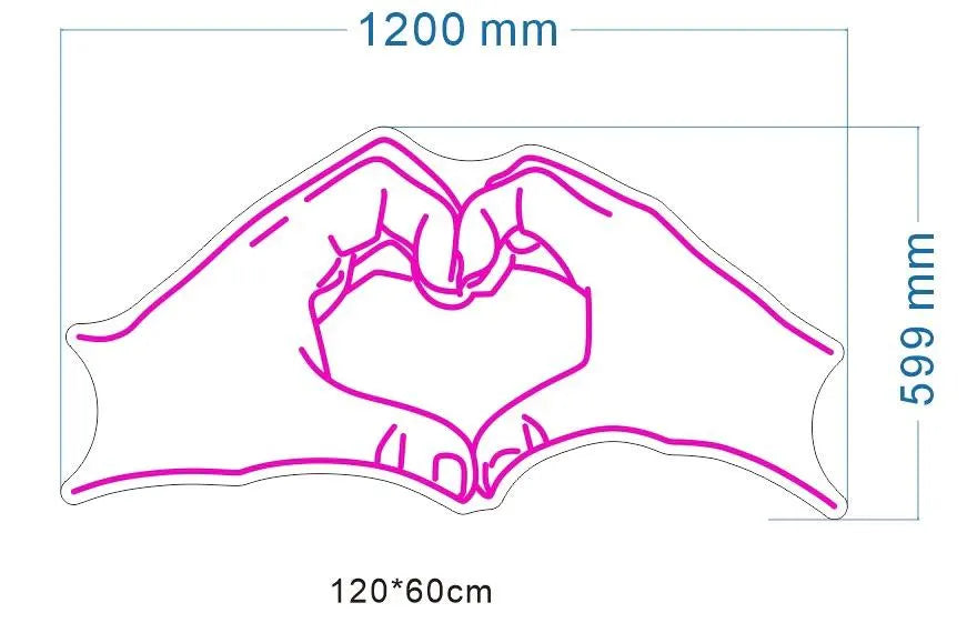 Love Heart Hands Neon LED Individual Sign