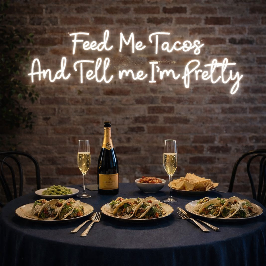 Feed Me Tacos And Tell Me I'm Pretty Neon LED Individual Sign