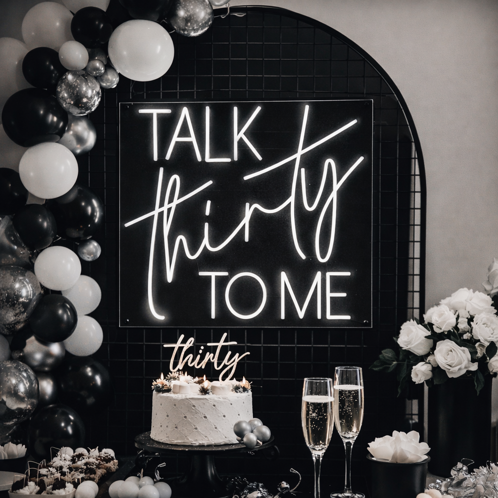Talk Thirty To Me Individual Neon LED Sign HIRE
