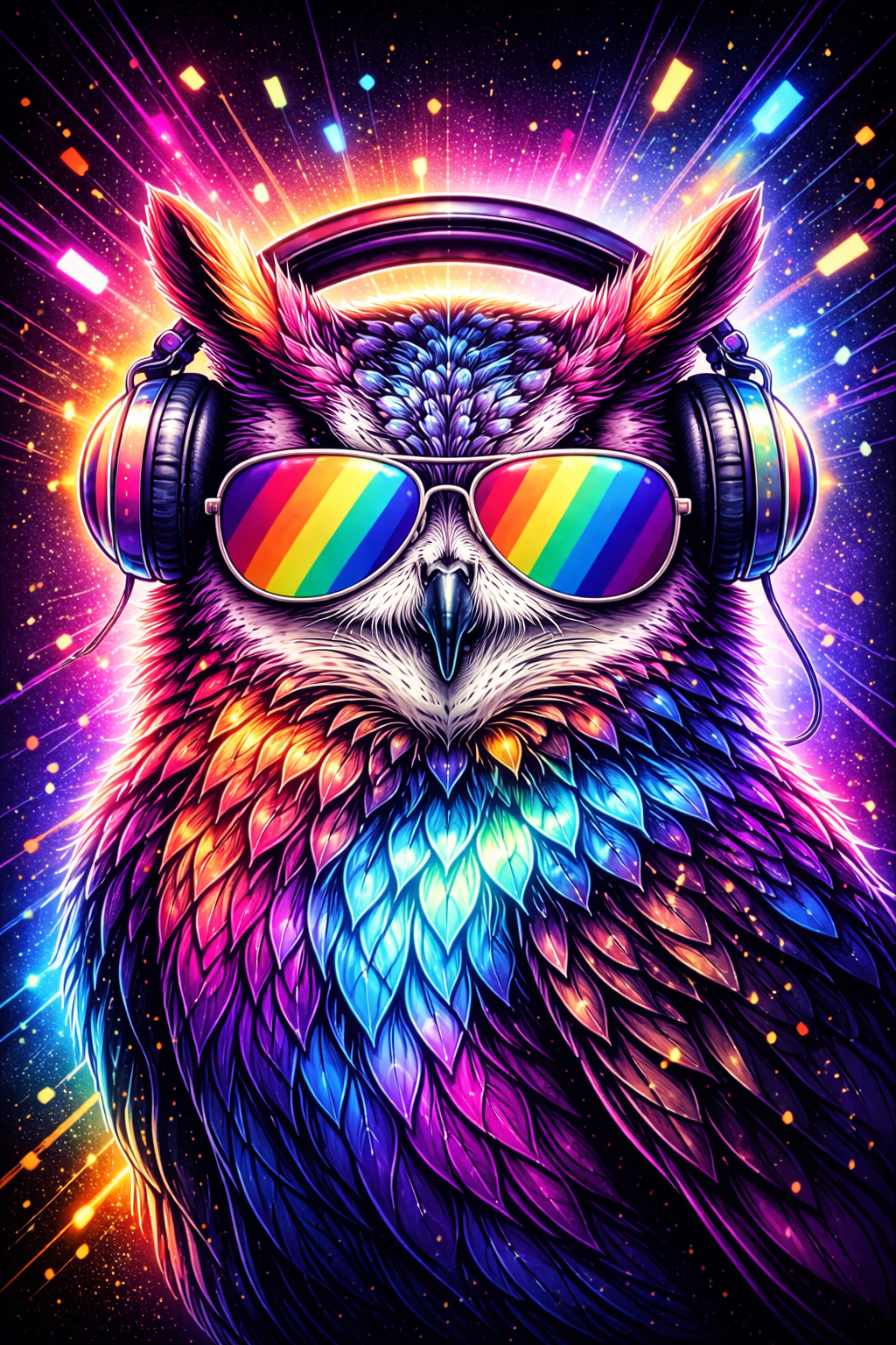 Owl LED Neon UV Printed Framed Sign
