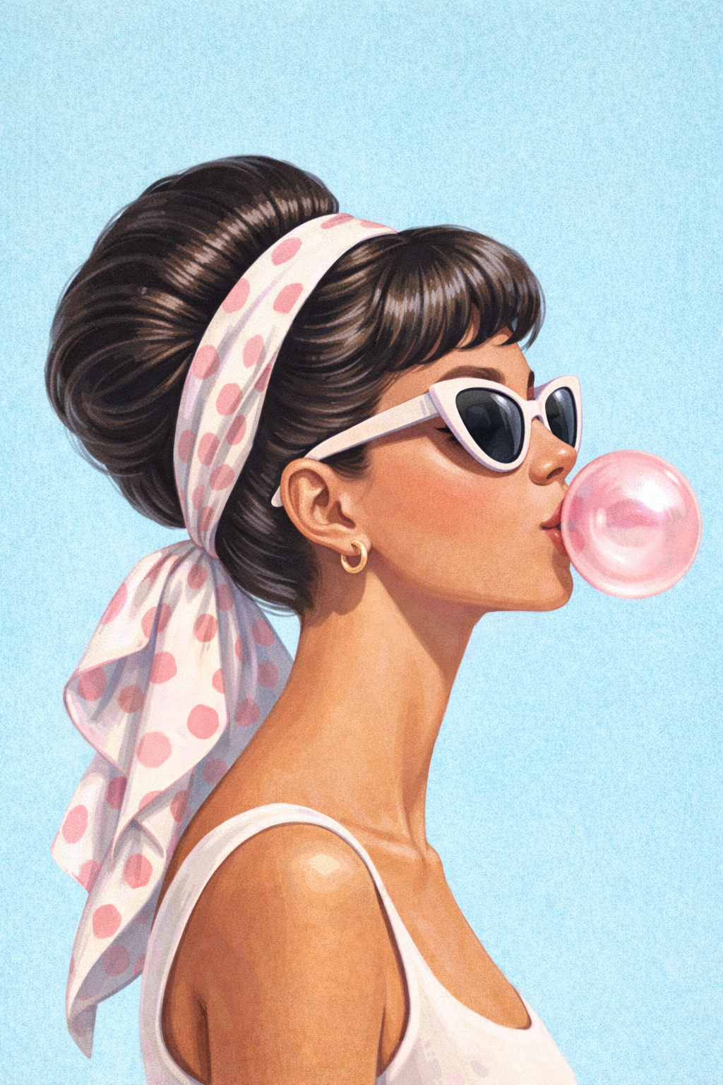 Bubblegum Lady LED Neon UV Printed Framed Sign