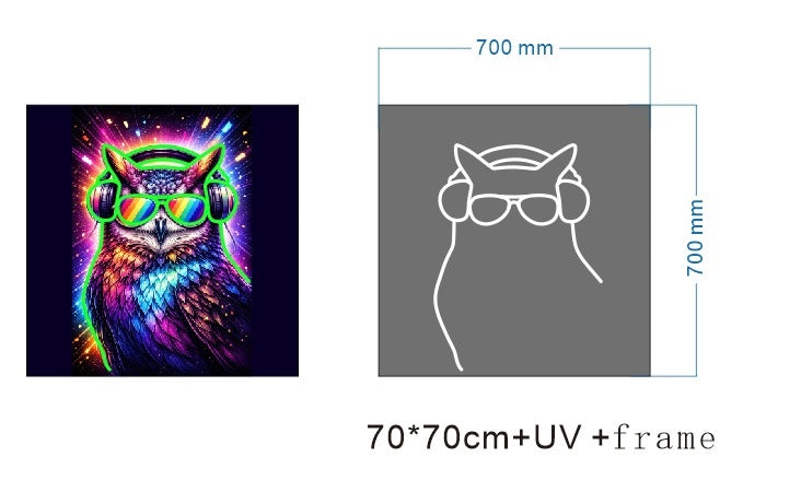 Owl LED Neon UV Printed Framed Sign