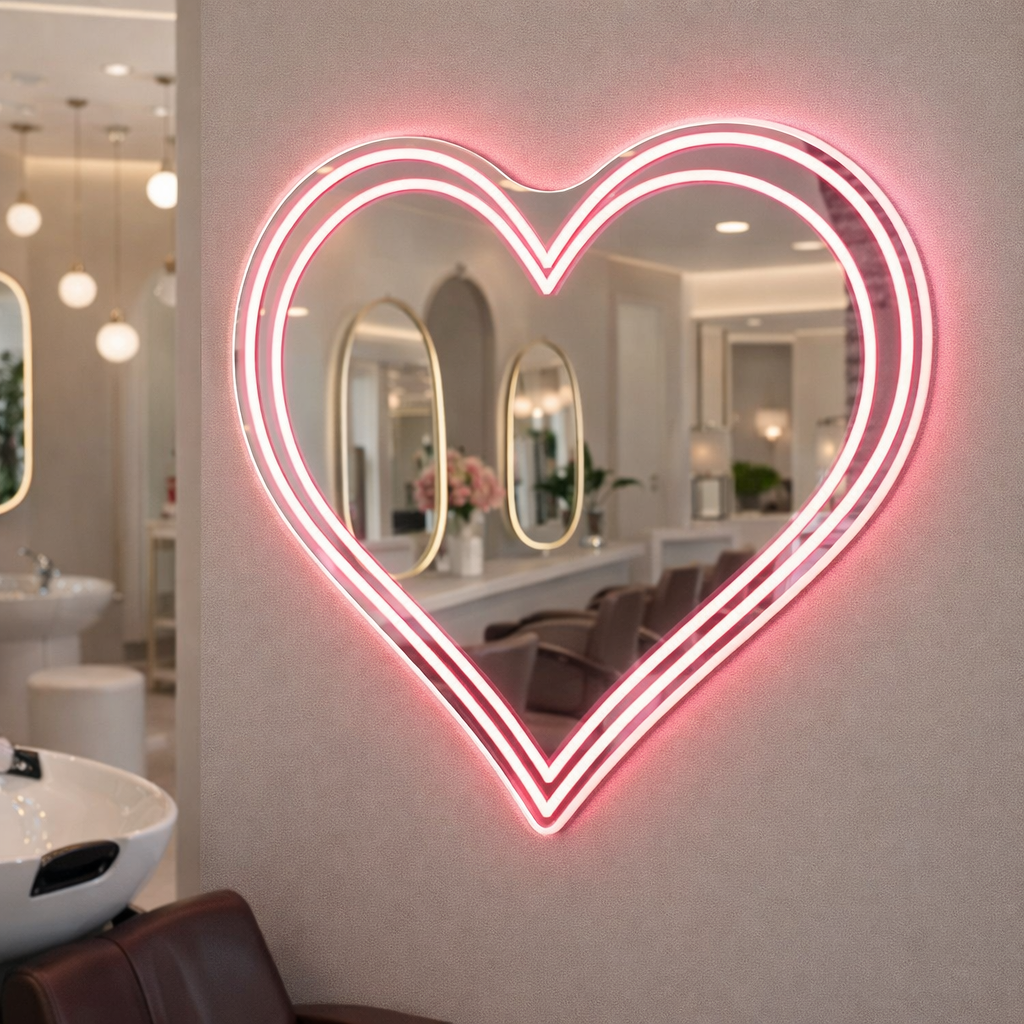 Heart Shape Mirror Effect Neon LED sign