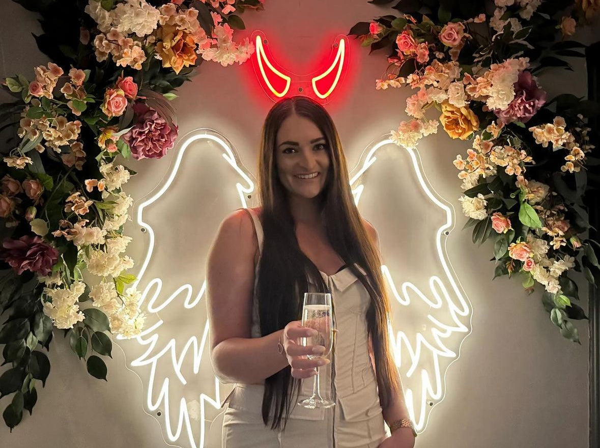 Pair of Angel wings with devil horns Individual LED Sign