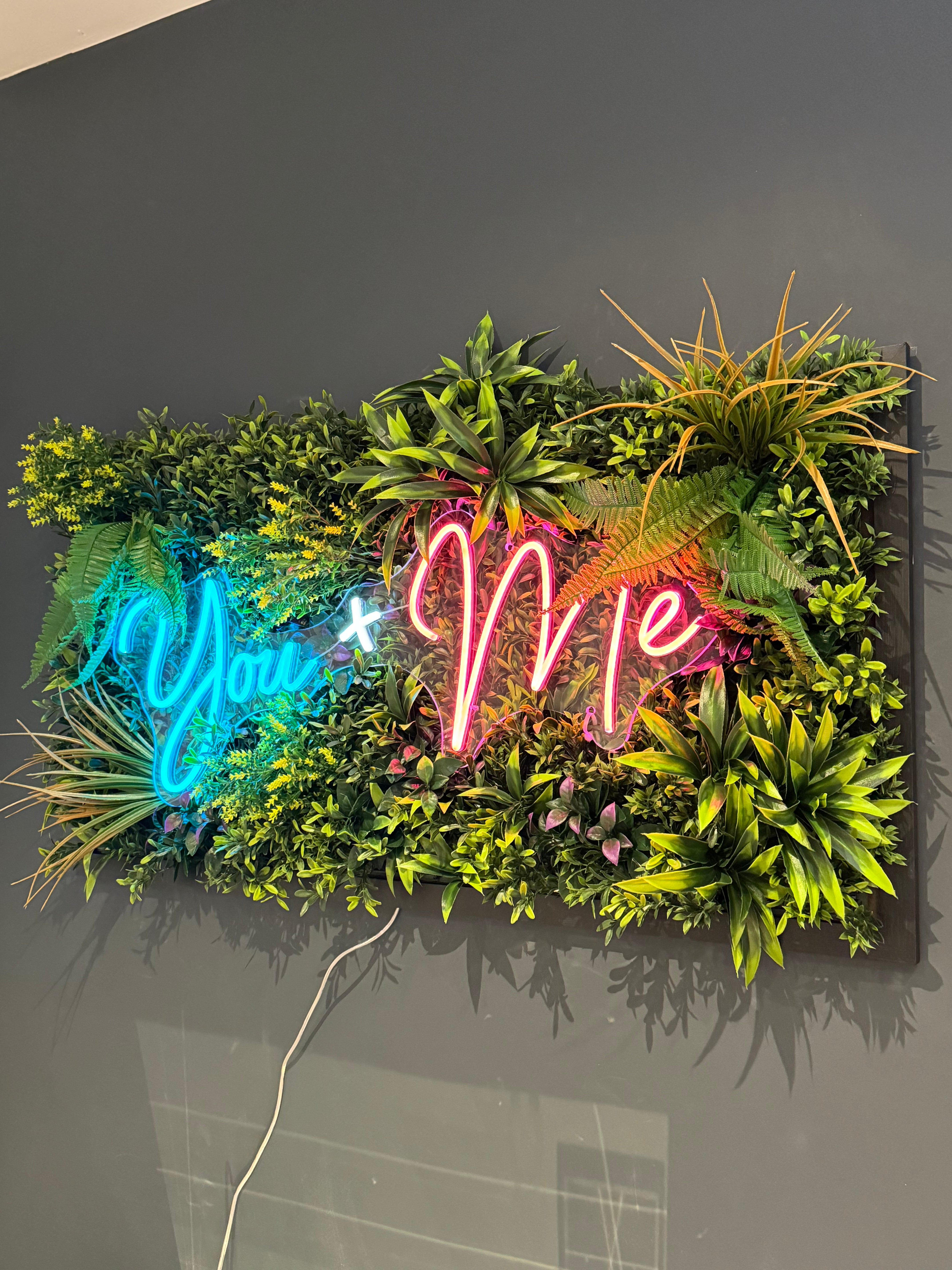 You + Me Tropical Framed LED sign