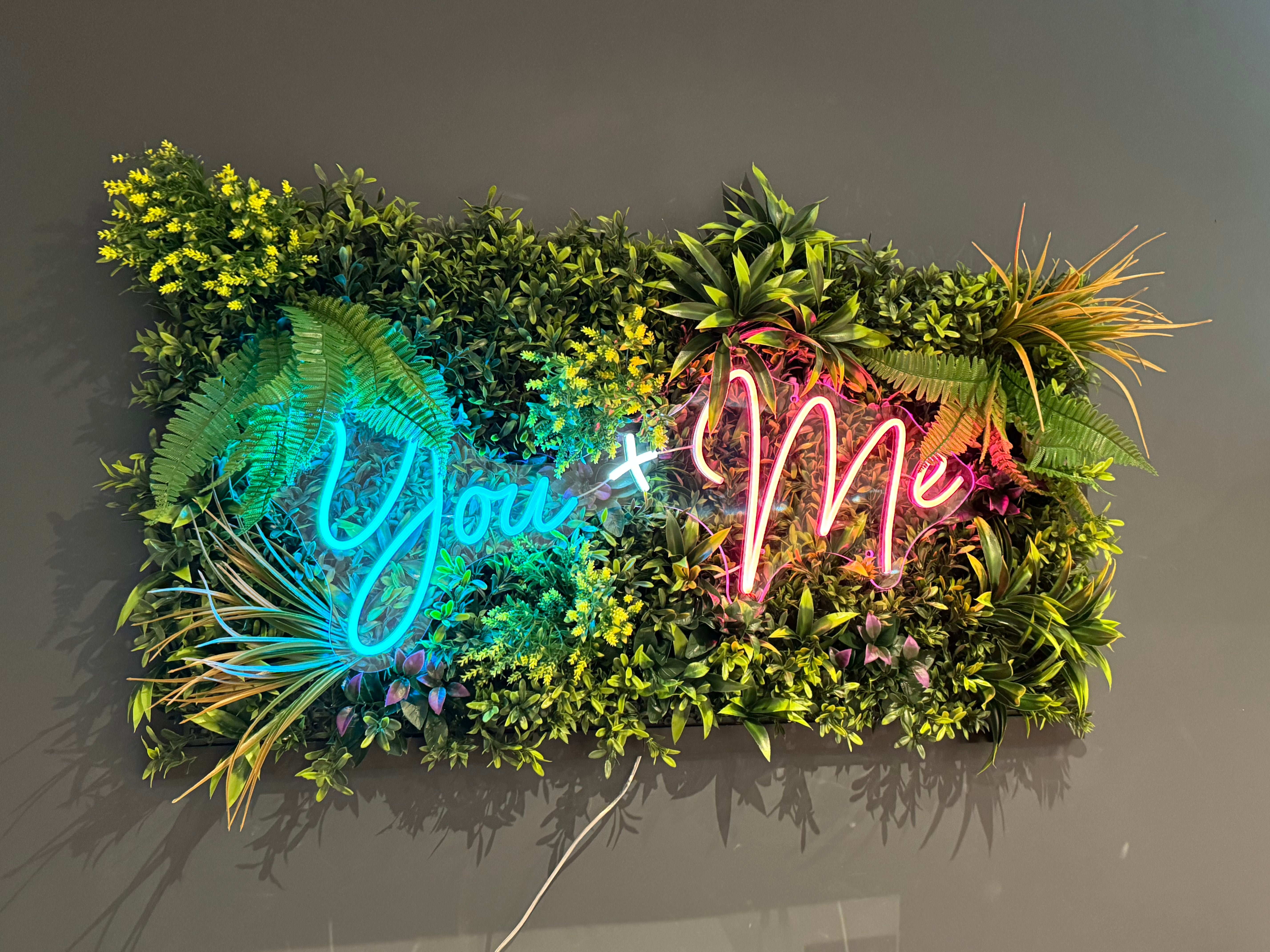 You + Me Tropical Framed LED sign