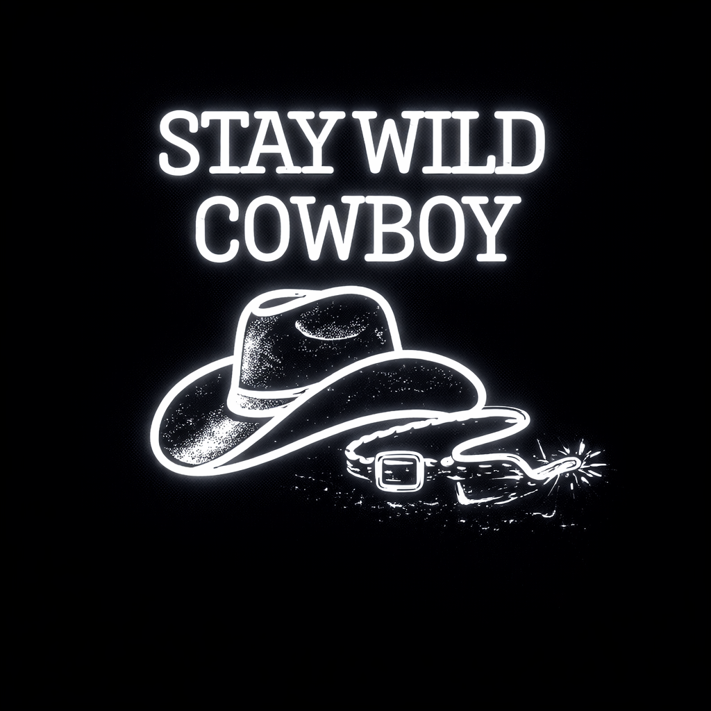 Black Printed Stay Wild Cowboy LED neon sign