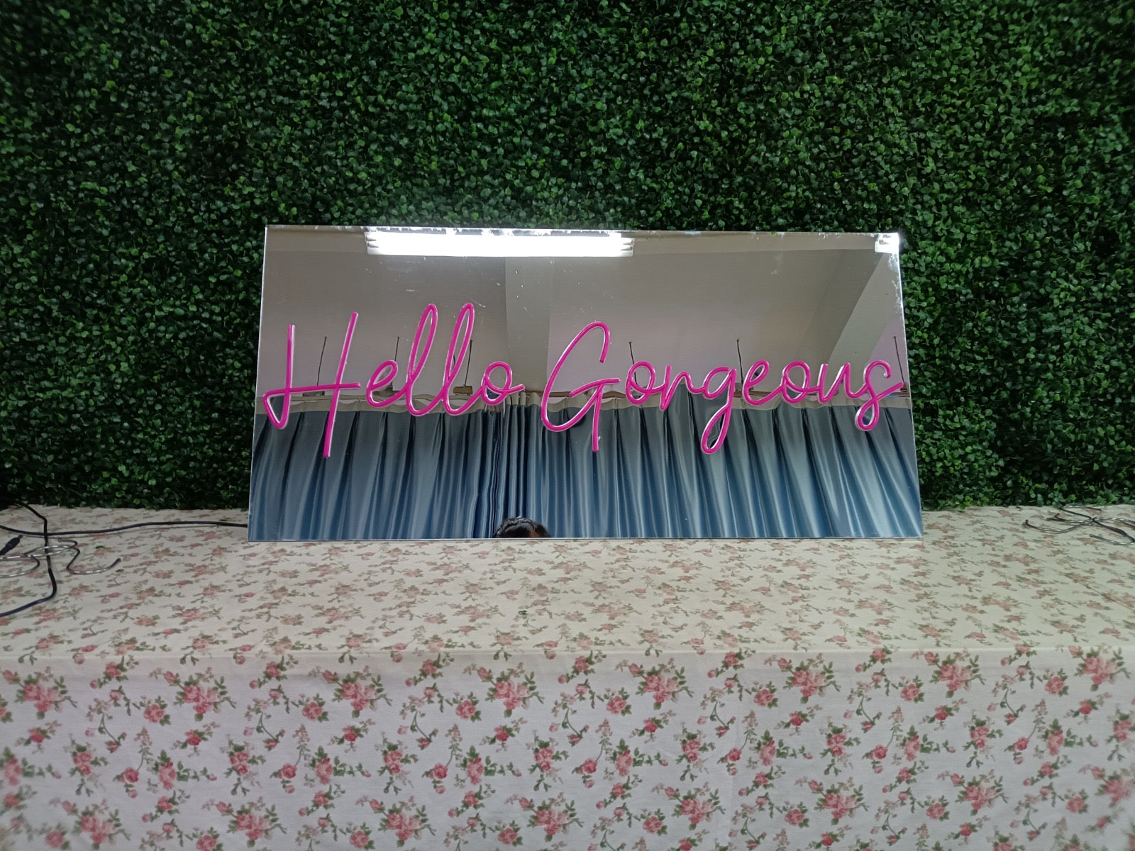 Hello Gorgeous Mirror Effect LED sign Pink