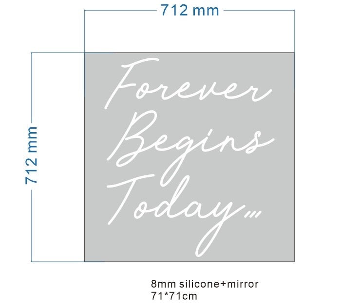 Forever Begins Today Mirror Effect LED sign White