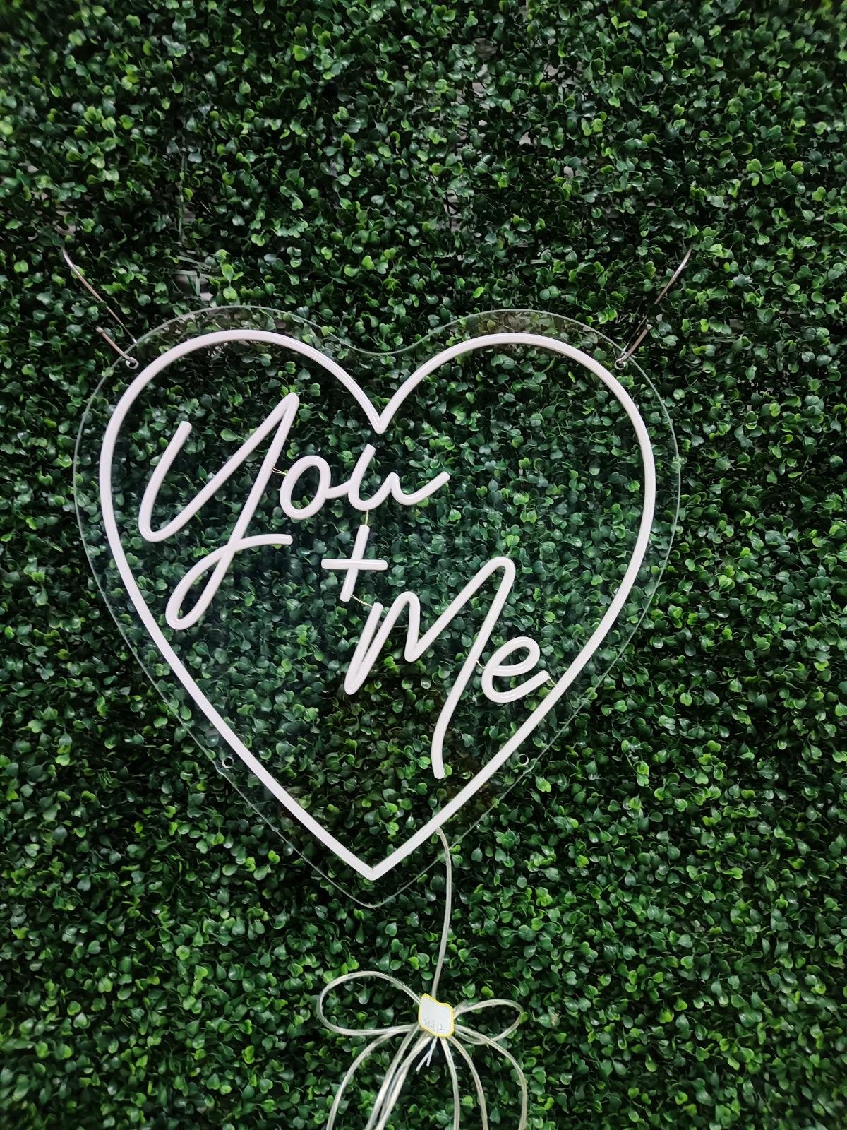 You + Me Heart Shape Neon LED Individual Sign