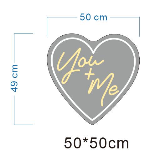 You + Me Heart Shape Neon LED Individual Sign