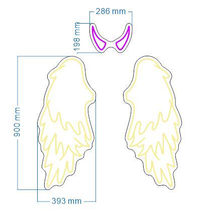 Pair Of Angel Wings With Devil Horns Individual Neon LED Sign HIRE