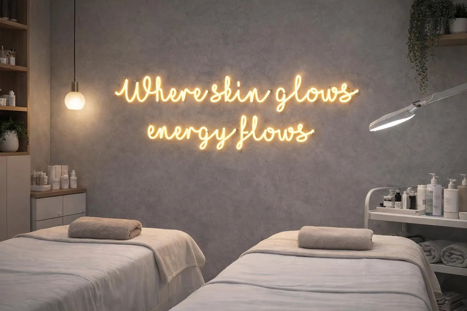 Where Skin Glows Energy Flows Neon LED Individual Sign