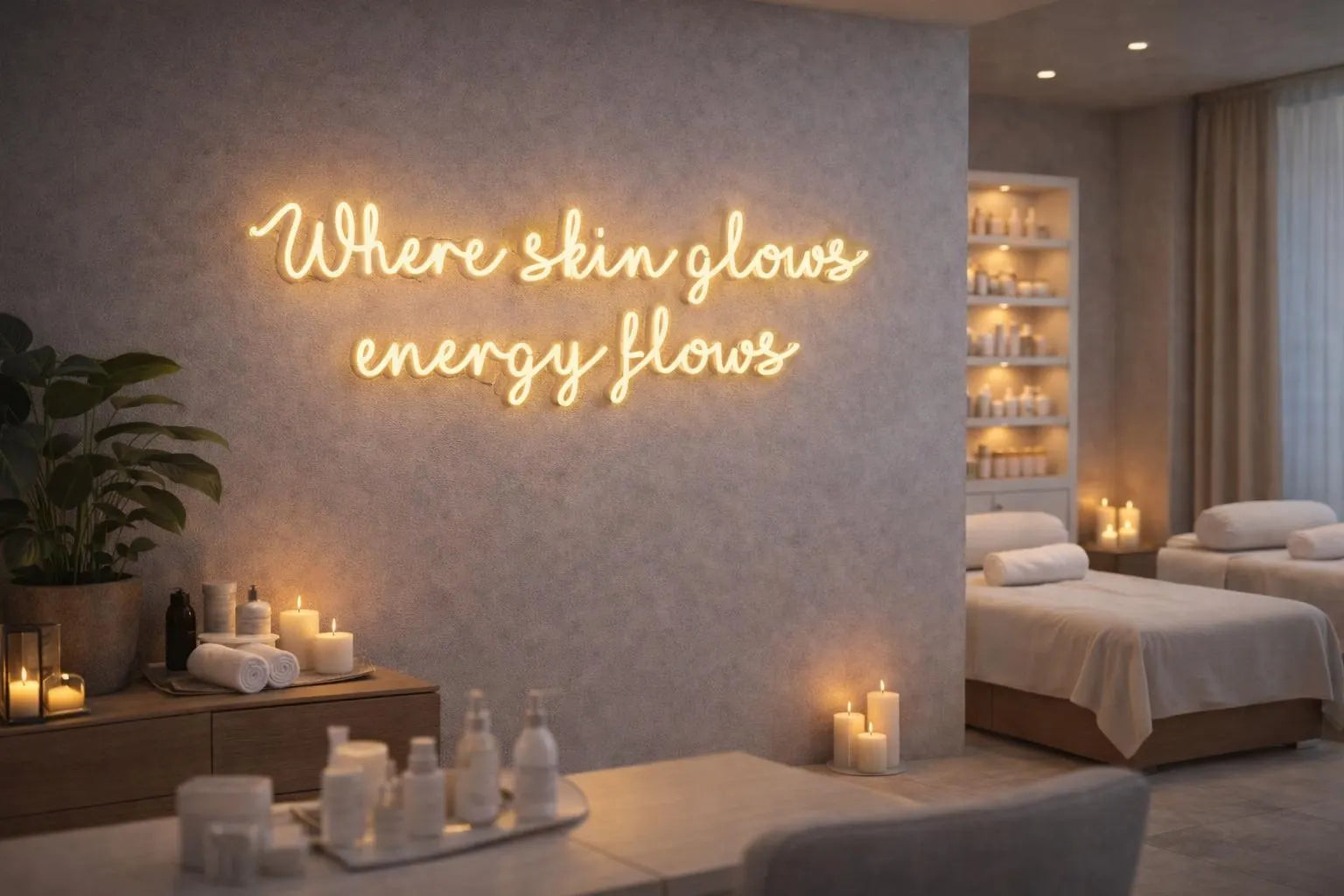 Where Skin Glows Energy Flows Neon LED Individual Sign