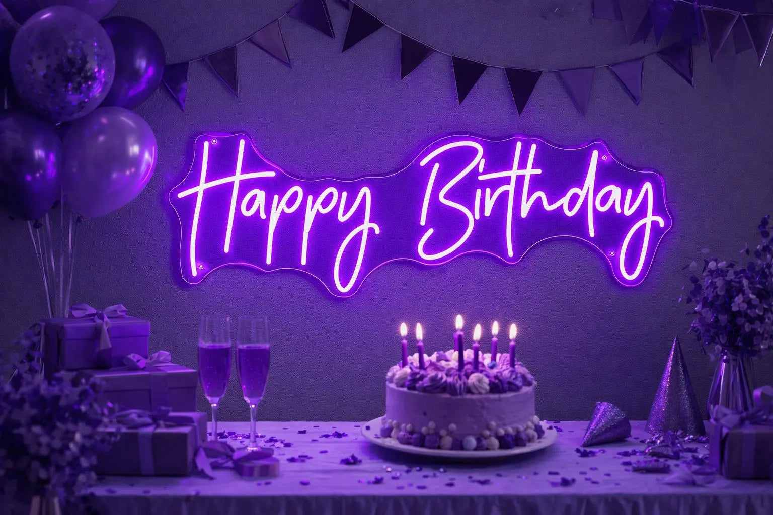 Happy Birthday RGB Neon LED Sign HIRE
